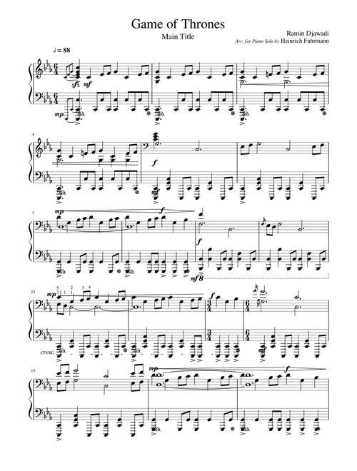 Game of Thrones Main Piano