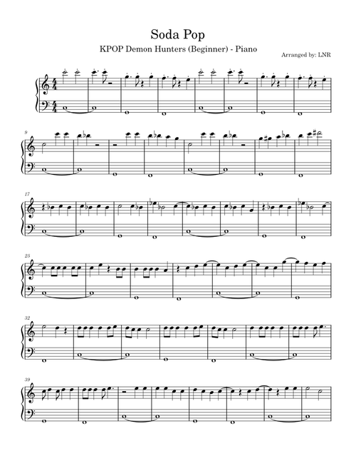 Soda Pop - Beginner Piano - Kpop Demon Hunters