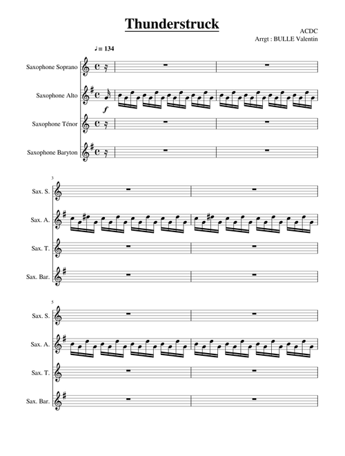 Thunderstruck ACDC - Saxophone Quartet cover