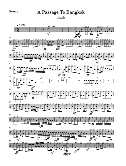 A Passage To Bangkok (Arr. Tracy Dean McCallum) - Rush (Drums)