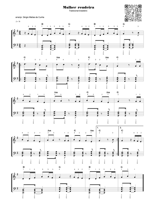 Mulher rendeira (Arr. Sérgio Matias da Cunha) - vários (Piano Solo)