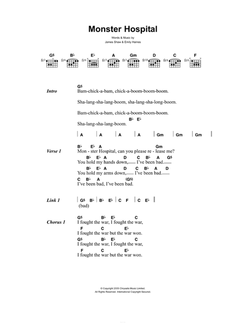Monster Hospital - Metric (Guitar Chords-Lyrics)