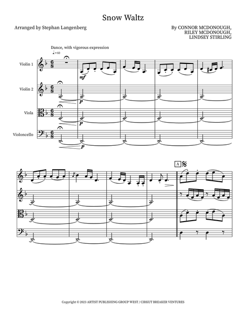 Snow Waltz - By CONNOR MCDONOUGH RILEY MCDONOUGH LINDSEY STIRLING (Small Ensemble)