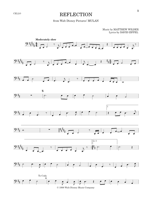 Reflection (Pop Version) (from Mulan) - Christina Aguilera (Cello Solo)