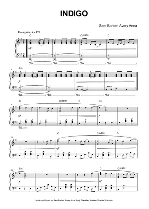 Play Official version of Indigo Sheet Music by Sam Barber for Piano ...