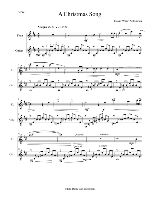 Christmas Song for flute and guitar - David Warin Solomons (Instrumental Duet)