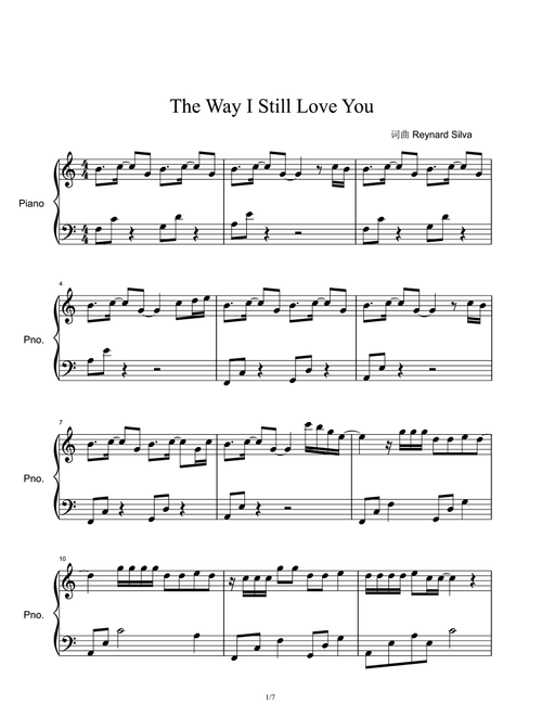 The Way I Still Love You (Arr. Reynard Silva) (Piano Solo)