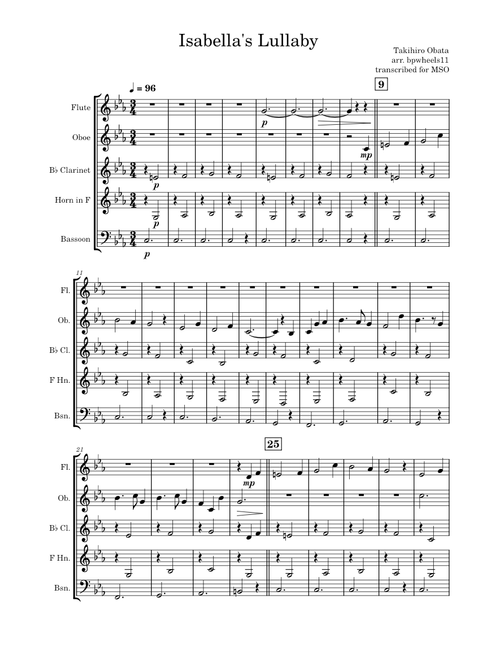 Isabella's Lullaby | Wind Quintet