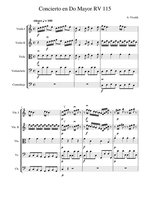 Concerto for Strings in C major, RV 115 – Antonio Vivaldi Concierto en Do Mayor RV 115