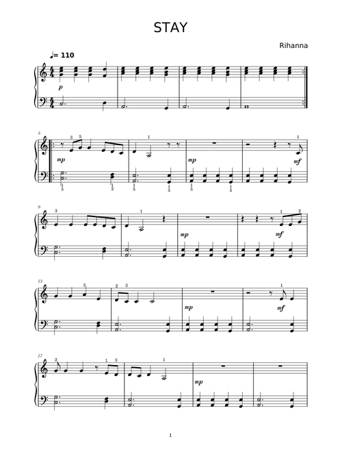 Stay – Rihanna Stay - Rihanna (Easy Version) - Whitehatjr