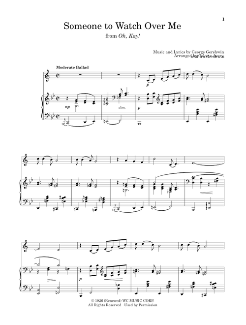 Someone To Watch Over Me (from Oh, Kay!) (Arr. Celeste Avery) - Ira Gershwin, George Gershwin (Clarinet and Piano)