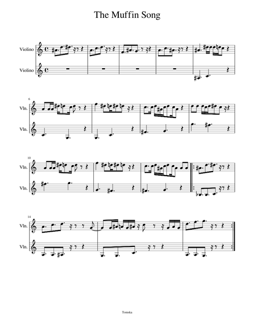 The Muffin Song violin simple duet