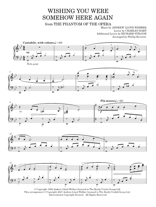 Wishing You Were Somehow Here Again (from The Phantom Of The Opera) - Andrew Lloyd Webber (Piano Solo)