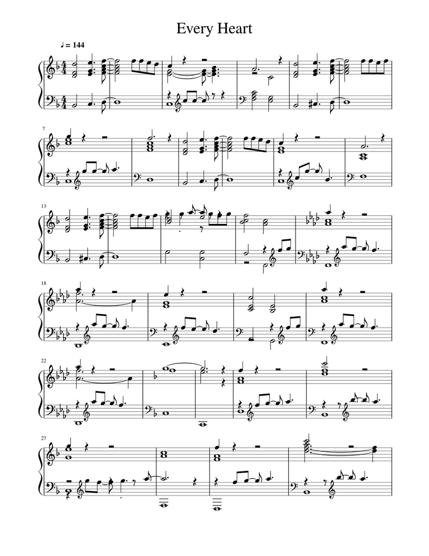 Every Heart Sheet Music for Piano (Solo) | MuseScore.com