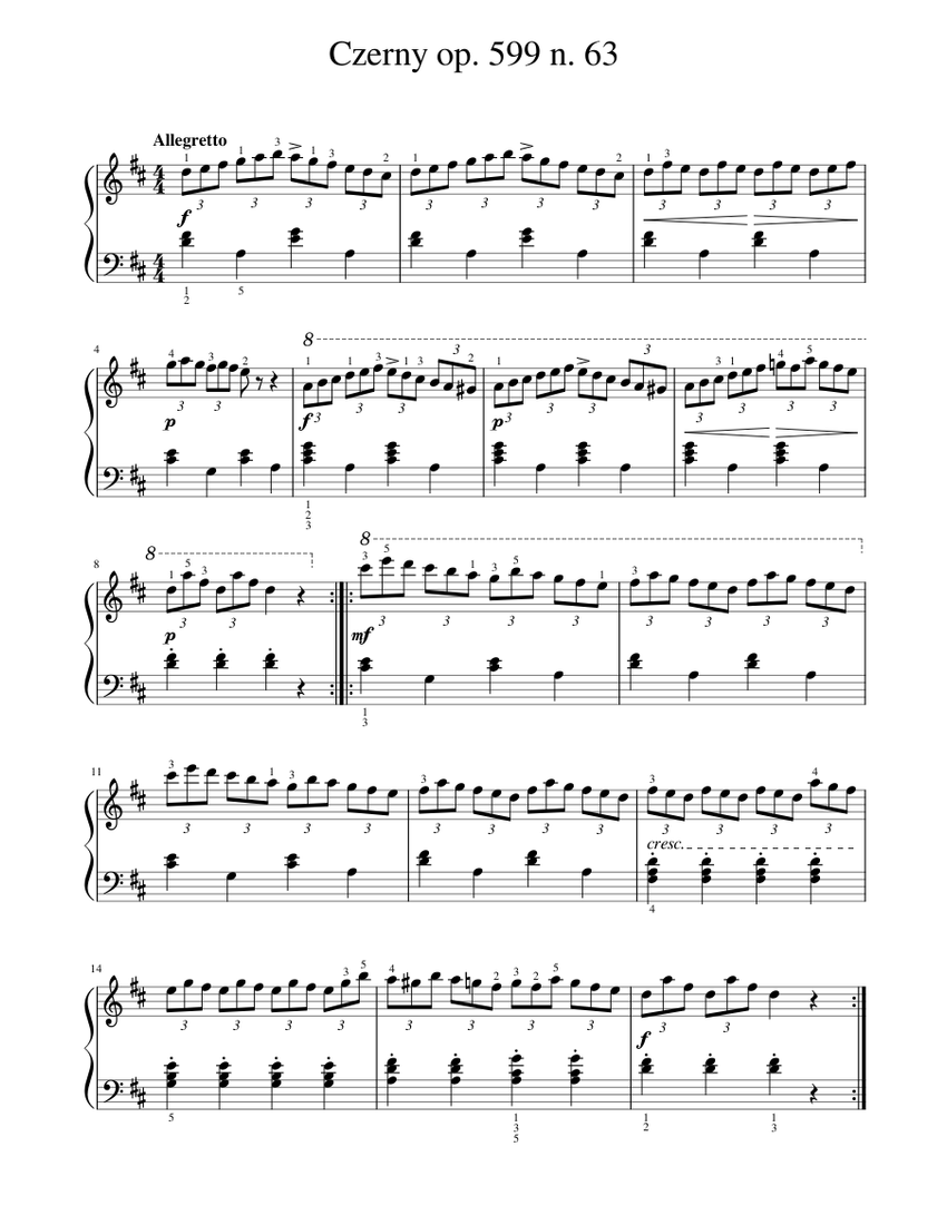 Czerny Op.599 n.63 Sheet music for Piano Solo Easy Musescore