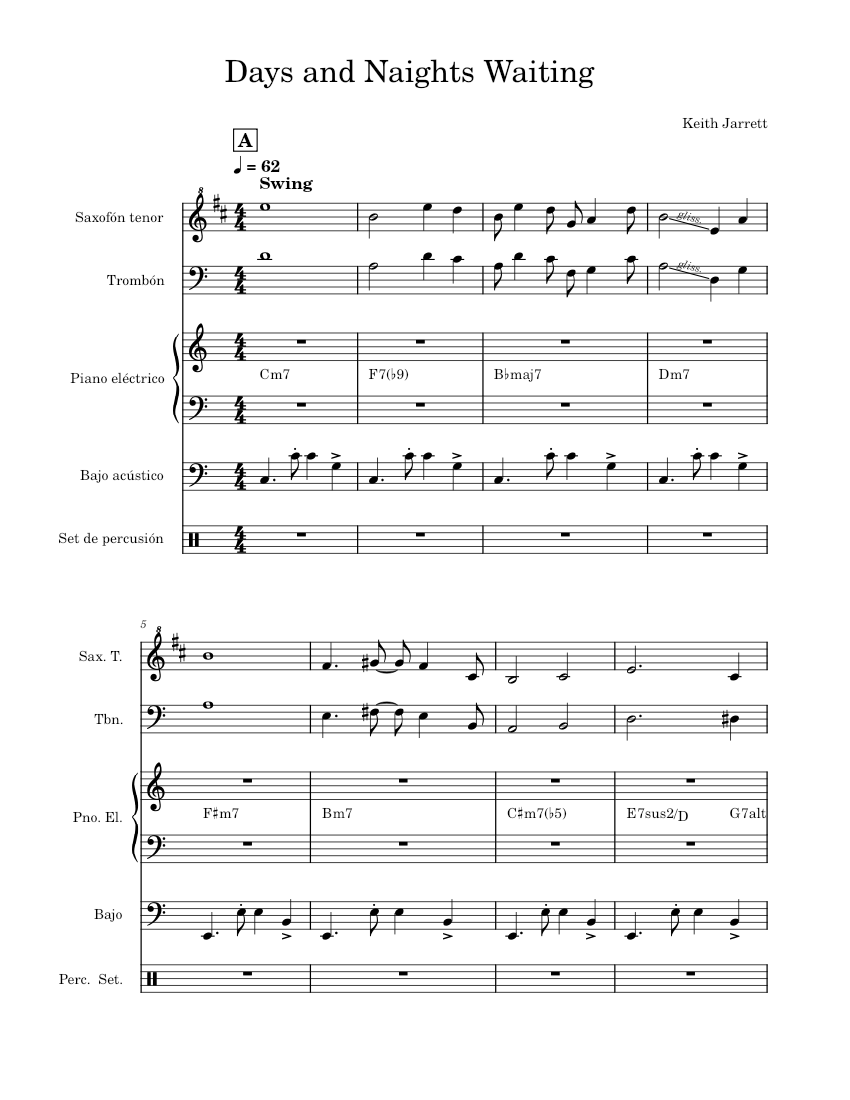 Days and nights waiting Keith Jarrett Sheet music for Piano, Trombone
