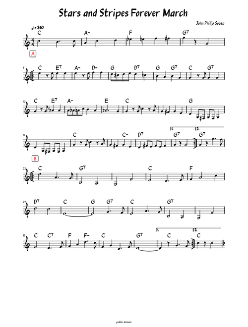 Stars and Stripes Forever (lead sheet with lyrics)