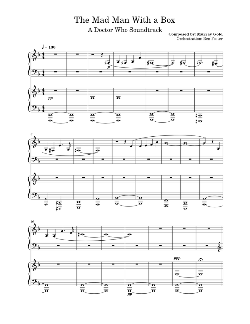 The Mad Man With A Box – Murray Gold Sheet music for Piano (Piano Duo ...