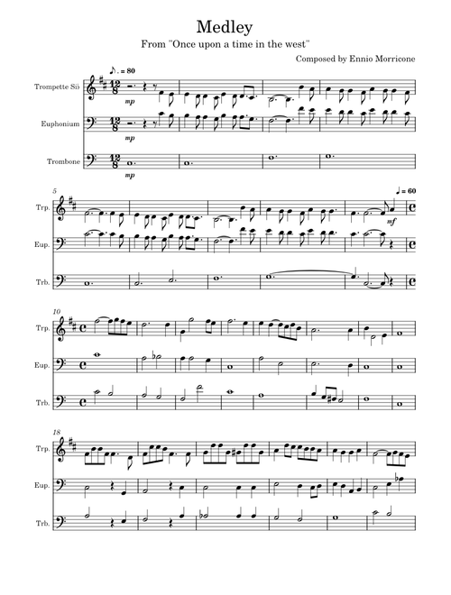 Medley from "Once upon a time in the west" Arr. Brass trio