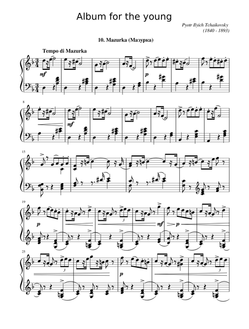 Tchaikovsky - Album for the young 10. Mazurka