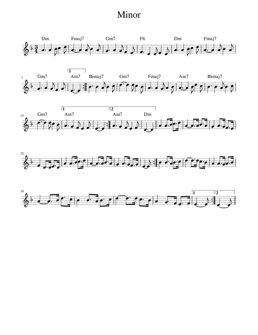 Minor Sheet Music with Chords for Piano (Solo) easy | MuseScore.com