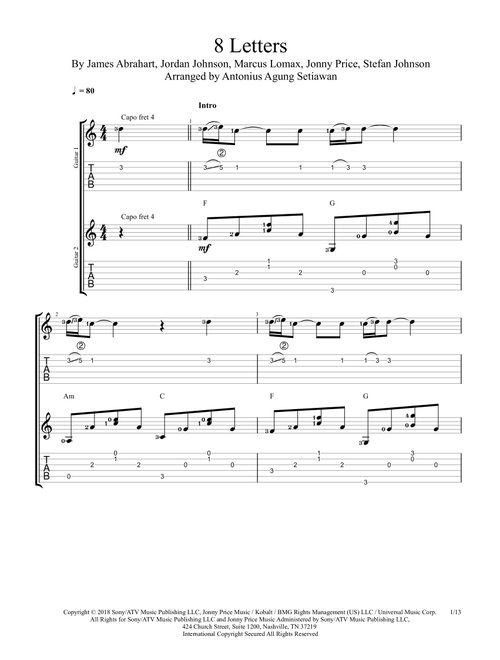 8 Letters (Arr. Antonius Agung Setiawan) - Why Don'T We (Guitar Tab)