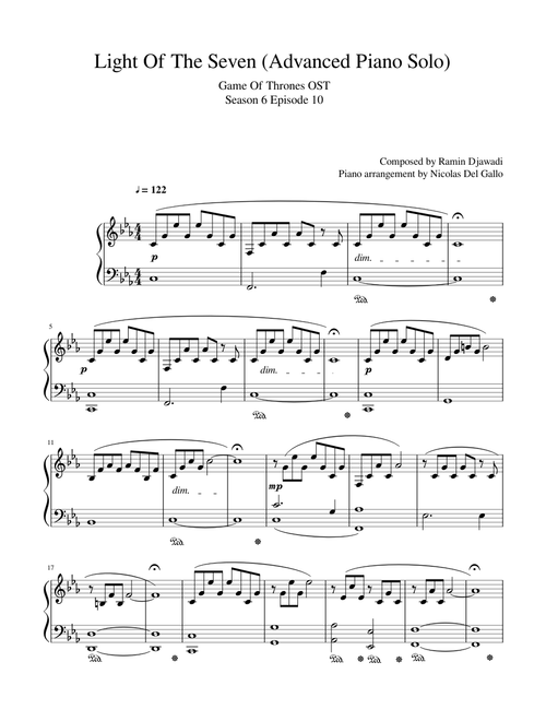 Light Of The Seven (Advanced Piano Solo)