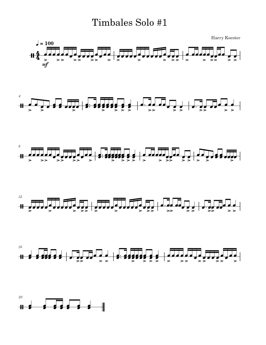 Timbales Solo 1 Sheet music for Timbale (Solo)