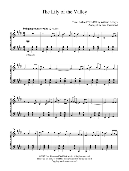 The Lily of the Valley (Arr. Paul Thurmond) - William S. Hays (Piano Solo)