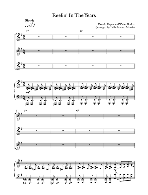 Reelin' In The Years (Arr. Inky Celeste) - Steely Dan (Piano-Vocal-Guitar (Piano Accompaniment))