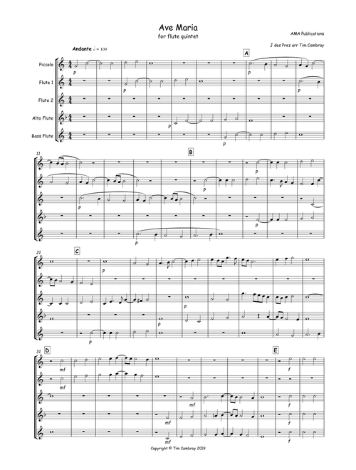 Ave Maria (Arr. Tim Cambray) - J des Prez (Woodwind Ensemble)