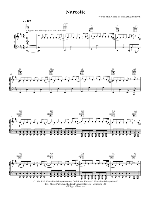 Narcotic - Liquido (Piano-Voice-Guitar)