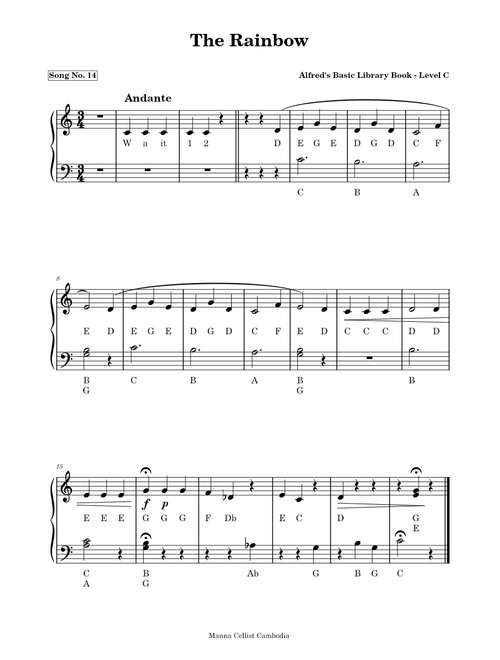 The Rainbow – Willard A. Palmer (Song No. 14. Andante)