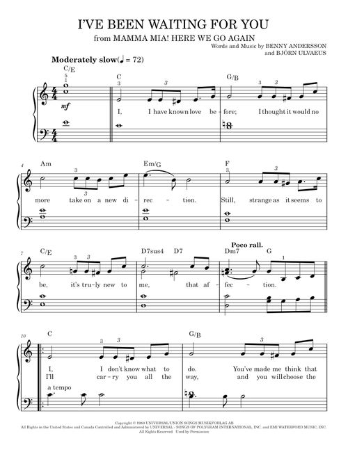 I've Been Waiting For You - ABBA (Easy Piano)