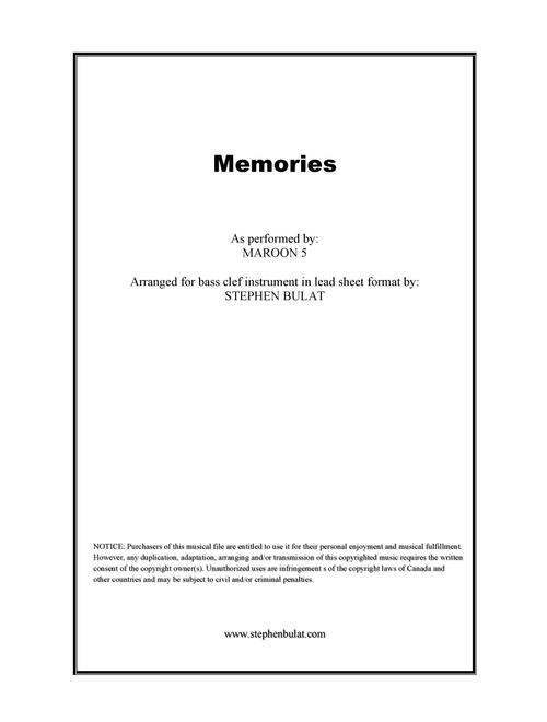 Memories (Arr. Stephen Bulat) - Maroon 5 (Large Ensemble)