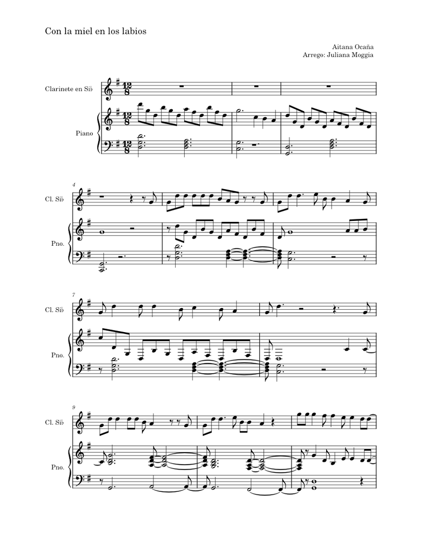 Con la miel en los labios Aitana Ocaña Sheet music for Piano, in bflat (Solo Con la miel en los labios Aitana Ocaña Sheet music for Piano, in bflat (Solo