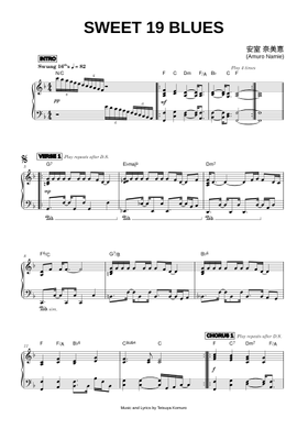 Free 安室 奈美恵 (Amuro Namie) sheet music | Download PDF or print