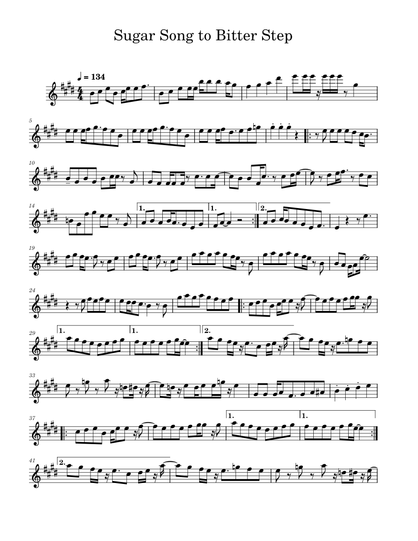 Sugar Song to Bitter Step Violin Sheet Music for Violin