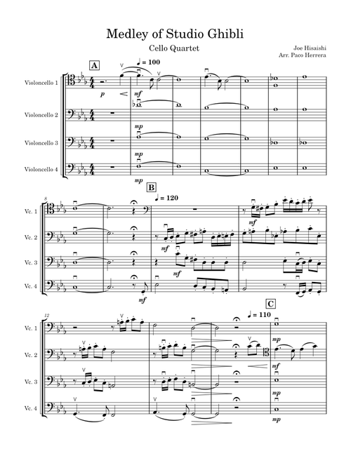 Studio Ghibli Medley – Joe Hisaishi Studio Ghibli Medley Cello Quartet