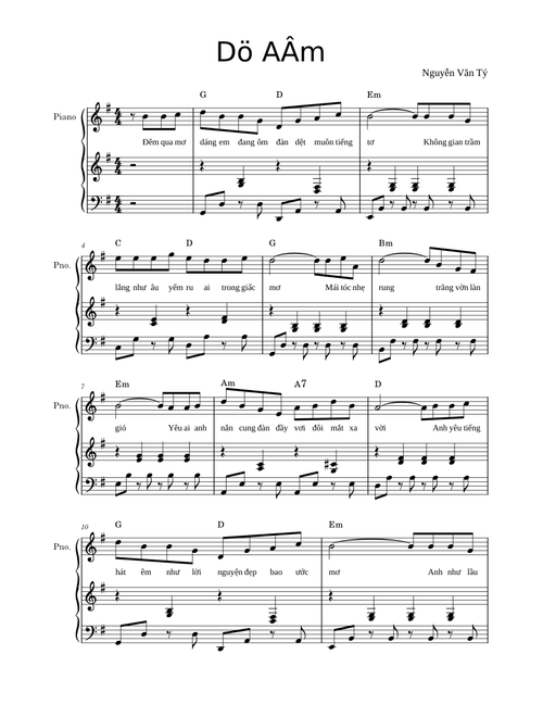 Dư Âm – Nguyễn Văn Tý (phiên bản dễ)