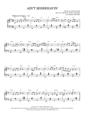 Play Official version of Ain't Misbehavin' Sheet Music by Thomas