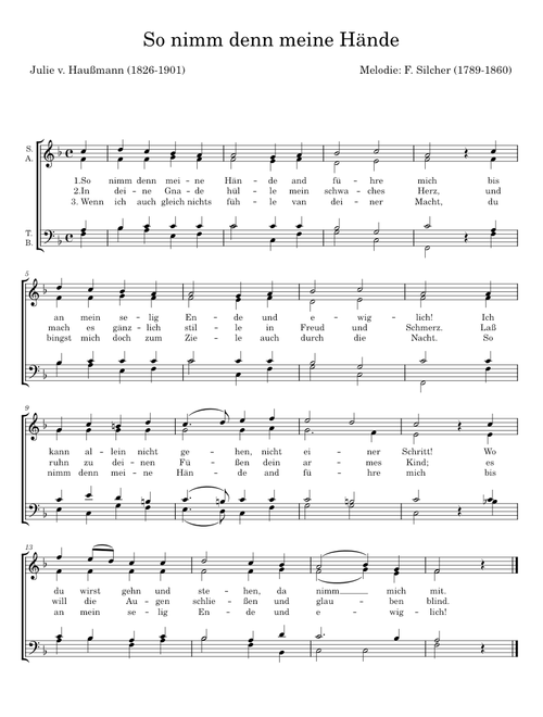 So nimm denn meine Hände Choral Prelude for organ - F Silcher (1789-1860)