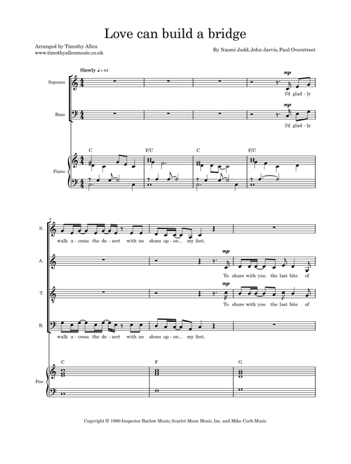 Love Can Build A Bridge (Arr. Timothy Allen) - The Judds (Choral, SATB)