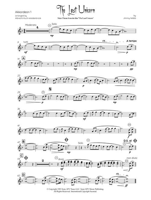 The Last Unicorn (main Theme) (Arr. Albrecht Kuch-Weidenbrück) - Jimmy Webb (Large Ensemble)