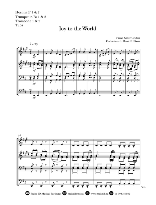 Joy to the World - Christrmas Carol - Brass Quintet (Arr. Daniel H Rosa) - Isaac Watts (Brass Ensemble)