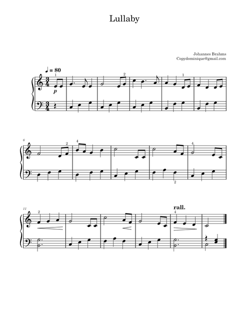 Lullabye – Johannes Brahms