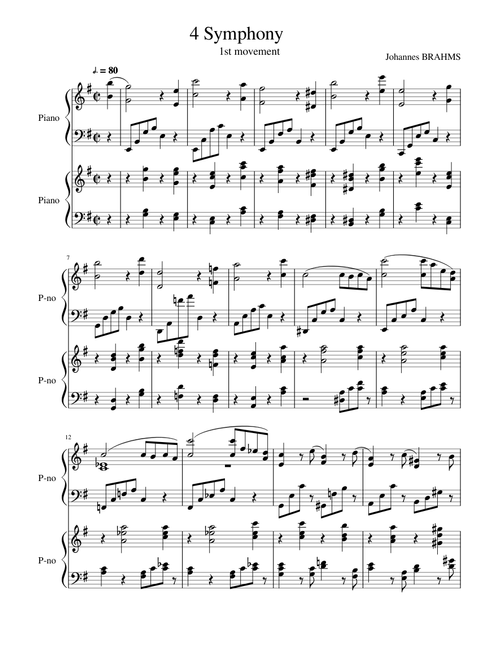 BRAHMS 4 Symphony 2 pianos