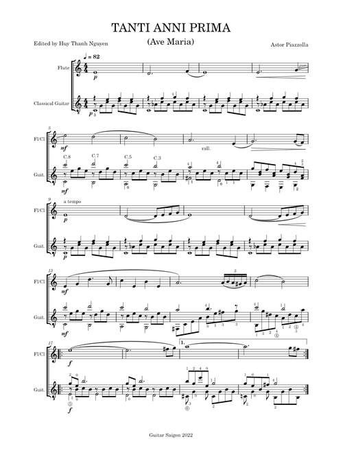 Tanti anni prima – Astor Piazzolla Astor Piazzolla - Tanti Anni Prima (Ave Maria)for Flute & Guitar