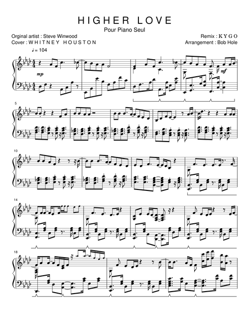 Higher Love - KYGO x Whitney Houston (Piano Arrangement)