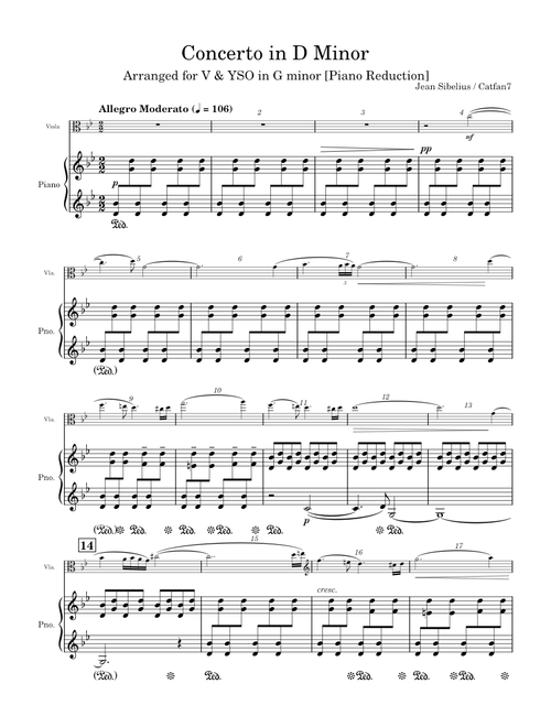 (OUTDATED) [Piano & Viola Arr.] Concerto for Violin in D (G) Minor, Op 47 – Jean Sibelius